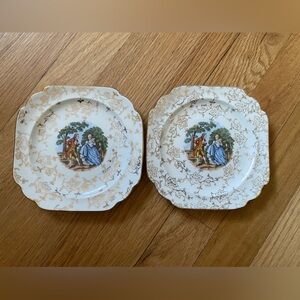 Set of 2 antique Victorian 22kt gold Royal China dessert plates. Like new.